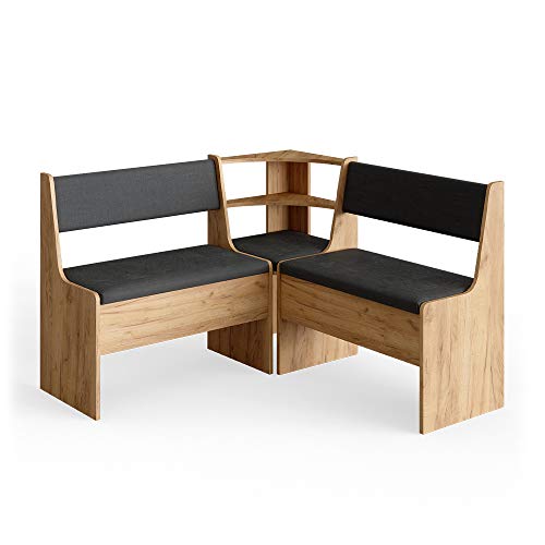 Vicco Esszimmer-Eckbank Roman, Bank für die Essecke, Goldkraft Eiche/Anthrazit, 120 x 120 cm