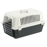 Ferplast Transportbox Katze, Hundetransportbox kleine Hunde und Katzen bis 8 kg, Tür aus plastifiziertem Eisen, Lüftungsschlitze, 37 x 58 x H 32 cm, Hartschalen Transportbehälter Atlas 20 EL, Schwarz