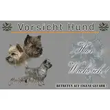 hier wache ich hund Cairn Terrier 15/9,5 cm