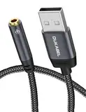 DuKabel Externe USB Soundkarte 0.2M USB auf 3.5mm Klinke Stereo Headset Adapter kompatibel mit PC, PS4, PS5, Laptop, Lautsprecher, Kopfhörer (CTIA Standard) und 4 poligem Mikrofon - Top Series