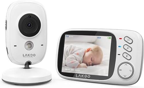 LAKOO MiniGuard Vision - Baby-Monitor - Kompaktes Babyphone mit Monitor und Kamera - Kabelloses Display - Schlafmusik - Bewegungserkennung - Nachtsicht