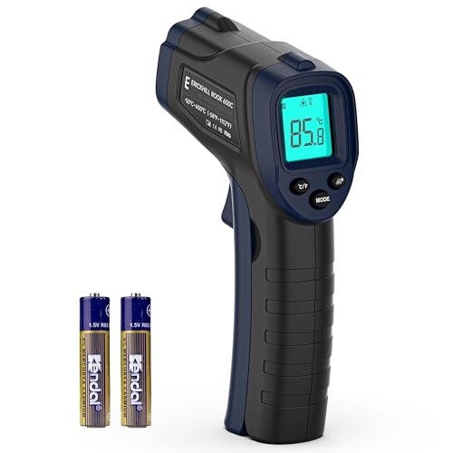 ERICKHILL Infrarot Thermometer -50℃-600℃ Berührungslose digitale Laser-Temperaturpistole LCD-Display mit Einstellbarer Emissionsgrad - für Kochen/Barbecue/Gefrierschrank/Industrie, Schwarz Blau