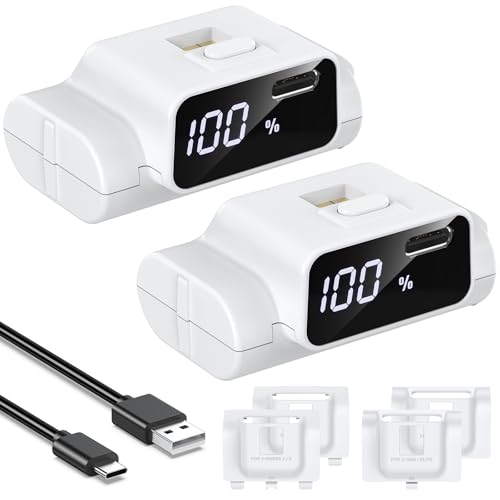 YUANHOT - Wiederaufladbarer Akku für Xbox Series X/S, LED-Display, 2 Pack 3600 mWh Schnellladeakkus, Ladeset und Remote-Ladeset für Xbox Series X/S-W
