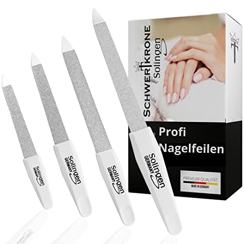 Schwertkrone Hochwertige Nagelfeile/Solingen Set 4-teilig Saphirnagelfeile Fein/Grob in 4 Größen/Maniküre und Pediküre