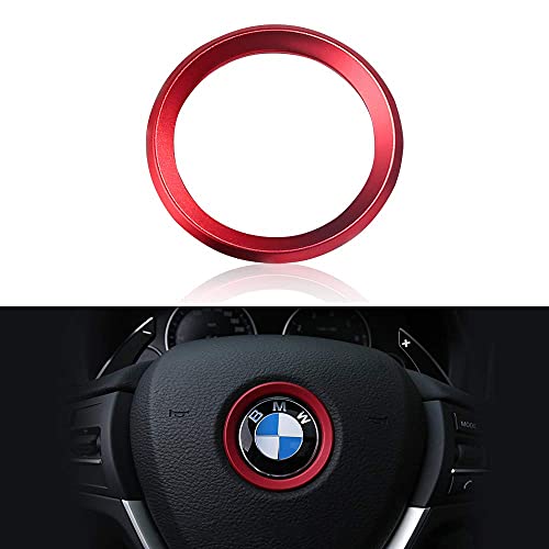 VDARK Kompatibel mit BMW Zubehör Teile Lenkrad Logo Caps Abdeckungen Abziehbilder Lenkrad Dekoration Ersatz für BMW Innen Aufkleber Visiere Dekorationen 1 3er Reihe 5 Serie 6 7 X1 X3 X5 X6 Rot