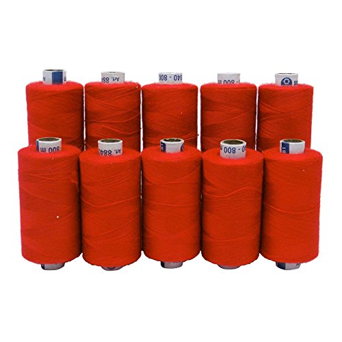 IBA Indianbeautifulart 10 PC-Polyester Spool orange Grou- Gebrauchtmaschine Sewing Quiltfaden Spun