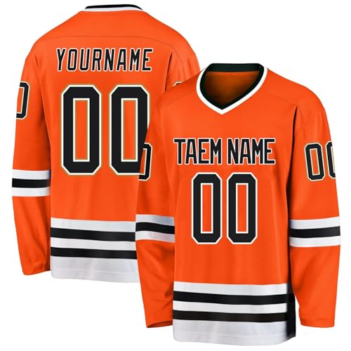 Générique Personalisiertes Hockey-Trikot, Orange, Einheitsgröße, Unisex, Kurzarm, Hockey-Shirt, Erwachsene, Kinder