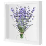 WEFINEST 3D Bilderrahmen zum Befüllen,Tiefer Bilderrahmen 22.1×22.1cm,Bilderrahmen Dick mit Transparentem Glas,Rahmen zum Befüllen für Tische und Wände, Blumen, Geschenke, Souvenirs (3cm Tief/Weiß)