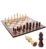 Natureich Schachbrett Massiv Holz Schach für Erwachsene Kinder Senioren Strategisches Denken Lernen Holzschachspiel Brettspiel Klassik Chess Walnuss