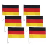 Deutschlandfahne Mit Stab 45 X 30 Cm Für Autofenster Deutschland Flagge Deutschlandflagge Groß Fanartikel Deko Autofahnen (6 Stück)