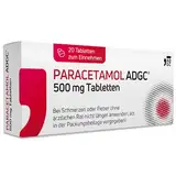 PARACETAMOL ADGC® 500 mg - 20 Stück – Tabletten bei leichten bis mäßig starken Schmerzen und Fieber - für Erwachsene und Kinder ab 4 Jahren - laktosefrei