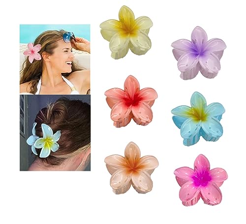 Zixrmor6 Stück Blumen Haarspangen, Niedliche Gelée Farbe Haarklammern ， Große Haarklammer Blume für dickes Haar, starker Halt haarklammer, blumen klammer für Frauen, Mädchen(Flower clip)