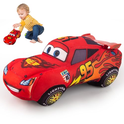 Auto Plüschtiere- 25CM Cars Plüschtier Lightning Plüschfigur Lightning Plüsch Cars Racer Plüschpuppe Cartoon Cars Plush Toy Flauschiges Stofftier Cars Kuscheltie für Kinder Jungen Babys Geschenke