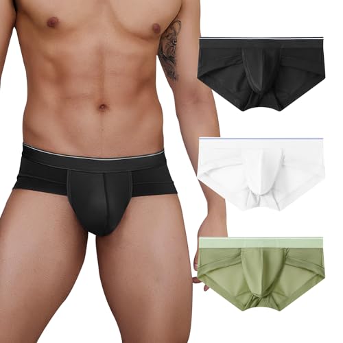 PHOLEEY Herren Slip Unterhosen Microfaser Unterwäsche Männer Slips mit ohne Eingriff Atmungsaktives Weich Unterhose 3er-Pack,L