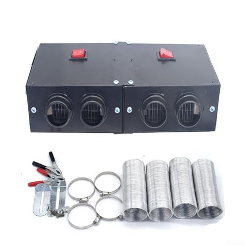 HEIBTENY Tragbarer Auto-Heizlüfter, 500 W, 12 V, Aluminiumfolienrohr, dickes und langes reines Kupferkabel, schnelle Erwärmung für effektiven Windschutzscheiben-Entfroster