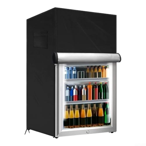 MeevrgR Outdoor-Kühlschrankabdeckung, 210D Oxford-Gewebe, wasserdicht, schwarz/grau, 56 x 58 x 86 cm oder 58 x 58 x 142 cm, elastischer Saum und Reißverschluss (schwarz 56 x 58 x 86 cm)