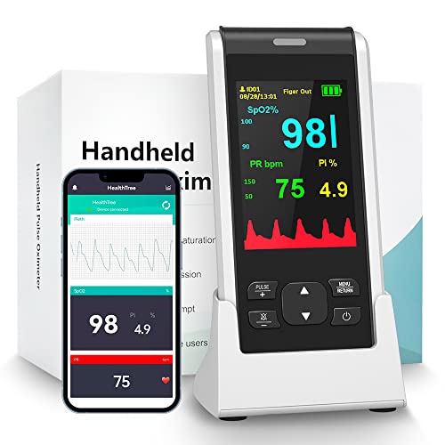 HOLFENRY Finger-Pulsoximeter,Wiederaufladbares Sauerstoffsättigung Messgerät Finger Oximeter Finger Sauerstoff mit App für SpO2, Herzfrequenz Tracking Zu Hause Reise oder Geschäft Reise Verwenden