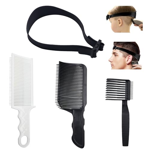 Haarschneidekamm Set,4 Stück Haarschneide Schablone Verstellbare Haare Schneiden übergang für Männer,Haarschneide Hilfe für Selbst Haarschnitte Oder Professionelle (Schwarz)