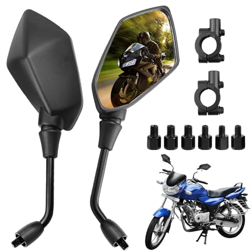 Tundwhite Universal Motorrad Spiegel Set mit Lenkerklemme, M8 und M10 für ATV/Roller/Cruiser/Scooter/Moped/Quad Roller