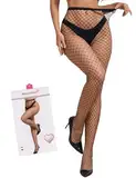 ohyeahlady Netzstrumpfhose Schwarz Große Größen Fishnetz Stockings Hohe Taille Strumpfhosen für Damen Sexy Netzstrümpfe Pantyhose Strümpfe Clubwear Box Packung L-XXL(Großes Netz)