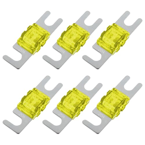 Mini ANL Sicherung, Sicherungen Set 6 Stück Elektroniksicherung, 20 A ANL Flachsicherungen, Mini ANL Sicherung für Auto, Marine, Audio-Video-System, Elektronik-Sicherung