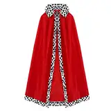 MIVAIUN Erwachsene Königsmantel Königinsmantel, König Königin Kostüm Königliche Gewänder Samtumhang für Halloween, Fasching, Mottoparty, Rollenspiel, Bühnenauftritt, für Damen Herren, 120cm (Rot)