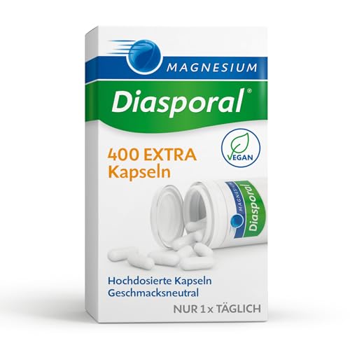 Magnesium-Diasporal 400 EXTRA Kapseln | Hochdosierte 400 mg Magnesium Kapseln | Vegan, geschmacksneutral und leicht zu schlucken | Ideal bei erhöhtem Bedarf | Glutenfrei und laktosefrei | 50 Stück