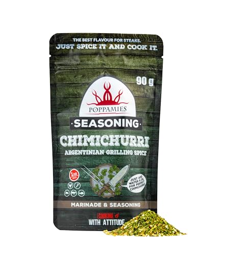 Poppamies Chimichurri Argentinische Grillgewürze - 100% natürliches Gewürz - Perfekt für gegrilltes Fleisch, Salate oder Pasta - Saucenmischung - Bestes argentinisches Gewürz - Große Packung (90g)