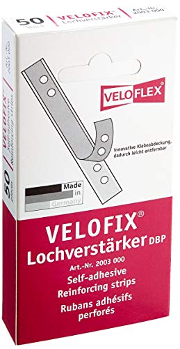 VELOFLEX 2003000 - Lochverstärker VELOFIX (DBP) 105 x 15mm, selbstklebend, glasklar, 50er Packung