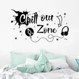 WandSticker4U®- XXL Wandtattoo Jugendzimmer Spruch CHILL OUT ZONE in Schwarz I Wandbild: 120x70 cm I Wandsticker Teenager Mädchen & Junge Grafitti cool I Wand Aufkleber Jugendliche Zimmer Deko