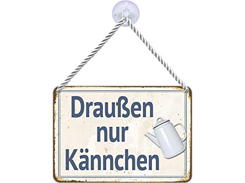 Blechwarenfabrik Braunschweig Kultschild Draußen nur Kännchen aus Blech Mehrfarbig, Maße: 16,5cm x 11,5cm x 0,6cm, KH051