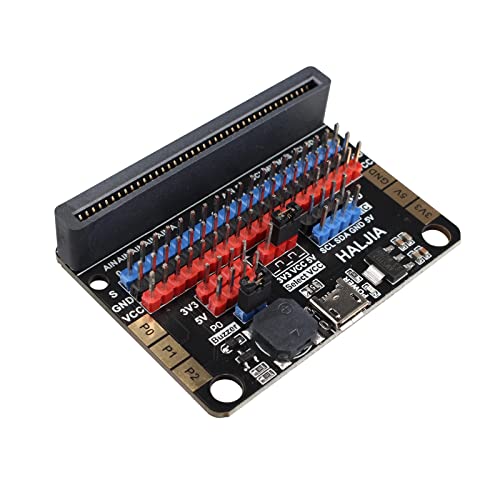 HALJIA BBC Micro:bit Erweiterungsplatine Adapterplatte für Mini Breakout Board Integrierter Buzzer Modul IO IIC Ports DIY-Programmierprojekt Starter Kit Kompatibel mit V2 V1 Controller Board