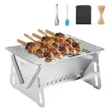 Klappgrill, Campinggrill, Edelstahl Kleiner Grill Portable, Kleiner Grill Aus Edelstahl Faltbarer Grill Für Wandern, Zuhause Für Outdoor, Camping, Reise, Festival Für 1-2 Personen