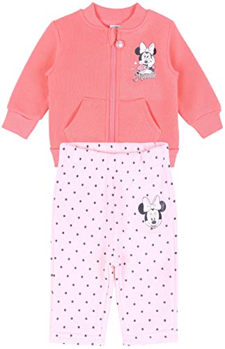 Korallenroter, getupfter Jogginganzug Disney Minnie Mouse 6 Monate