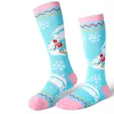 ELUTONG Skisocken Kinder,1 Paar Dicke Winter Snowboarding Atmungsaktive Thermische Socken für Outdoor-Sportarten, Jungen Mädchen 3-5 Jahre Himmelblau