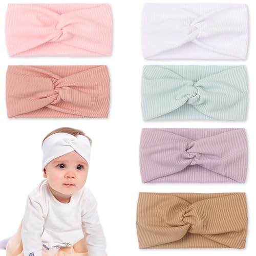 6 Stück Baby Stirnband Mädchen 0-6 Monate Stirnband Baby Mädchen Haarband Baby Neugeborenes weiches elastisches Stirnband Breite Stirnbänder für Kleinkinder