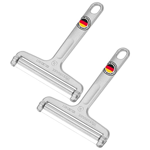 Westmark 2 Käseschneider mit Rolle und Schneiddraht, Variable Schnittstärke, Rostfreier Edelstahl/Aluminium, Rollschnitt, Silber, 710022E3