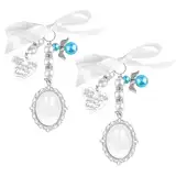 Hochzeitsstrauß Fotoanhänger,Brautstrauß Memorial Foto Anhänger,Hochzeit Blumenstrauß Foto Charm mit Schleife,Brautgedenkstrauß Charm-Anhänger für Einschließlich,Hochzeiten Jubiläen