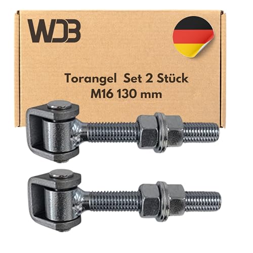 WDB - Torangel Regulierbar Verzinkt - Scharniere Gartentor - Scharniere Schwerlast - Toranlage - Torscharniere Hängescharniere - 2 Stück Einstellbares Torscharnier M16 130 mm