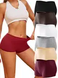 ALL OF SHE Boxershorts Damen Unterhosen Damen Baumwolle Unterwäsche Frauen 6er Set Reine Farbe Panties Bequem Hotpants Einfach Dehnbar Hipster Mehrpack L