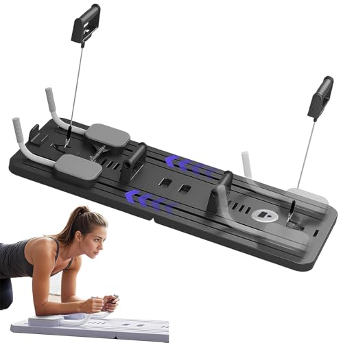 Pilates Reformer Set, Pilates Reformer Maschine für Zuhause Mit LED-Zähler, Automatischer Rebound-Bauchmuskelroller, Pilates Reformer Board, Multifunktionales Übungsbrett für Heimübungen (Schwarz)