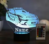 Optechvisual Personalisiertes LED Nachtlicht Polizei Geschenk idee für Polizeifans, dekoration für Polizisten und Polizistinen Sportliches Polizei Auto