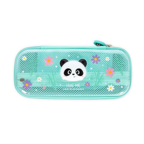 Legami - Wonderwow Federmäppchen, Panda Motiv,2 Fächer und Stifthalter innen, Innenfach mit Netzstoff, Reißverschluss, 23 x 11 x 5 cm