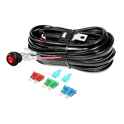 RIGIDON Kabelbaum Kabelsatz Relais Adapter für KFZ Scheinwerfer Arbeitsscheinwerfer Tagfahrleuchten Lichtleisten DC 12V/40A, ON/Off Schalter Kit (für 1 Lampe max. 300W)