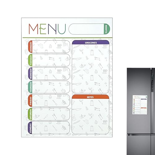 Teksome Kühlschrank-Organizer - Wöchentliche Essensplanungstafel Mit Abwischbarer Oberfläche | Tägliche Checkliste & Wochenplan zum Organisieren von Einkäufen, Mahlzeiten und Haushalt - Praktischer