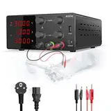 RUZIZAO Labornetzgerät Regelbar Labornetzteil 30V 10A Variablen Schaltnetzteil Geregeltes Hochpräzises 4-stelliges LED-Display 5V/2A USB-Anschluss Labor DC-Stromversorgungen (Schwarz)