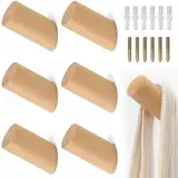 SXCCNW Holz Haken, 6 Stück, Buchenholz, 100% Holz, Kleiderhaken, Garderobenhaken, Holzhaken, Haken, 8 x 3 cm, Wandmontage, Rustikal, Natürlich, für Kleidungsstücke, Accessoires, Kleinobjekte