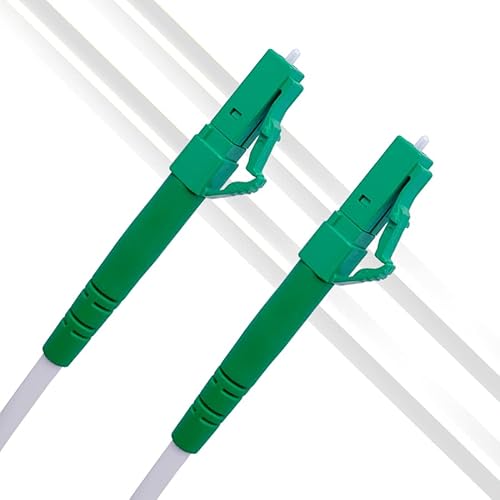 Elfcam® - 8m Glasfaserkabel LC/APC (9°) Polieren Stecker auf LC/APC (9°) Polieren Stecker Singlemode (OS2) Simplex,Deutsche Telekom FTTH Lichtwellenkabel Weiß, 8 Meter