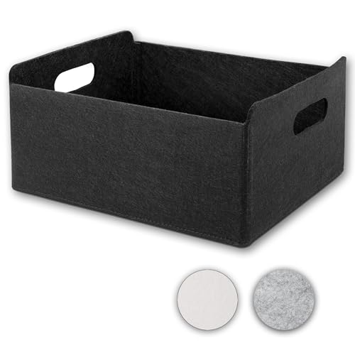 Aufbewahrungskorb Filz Organizer faltbare Aufbewahrungsbox Filz Box Aufbewahrung Aufbewahrungsbox Kleiderschrank Regal Korb Filz Filzkorb Aufbewahrung Kleiderschrank (schwarz, 1er)
