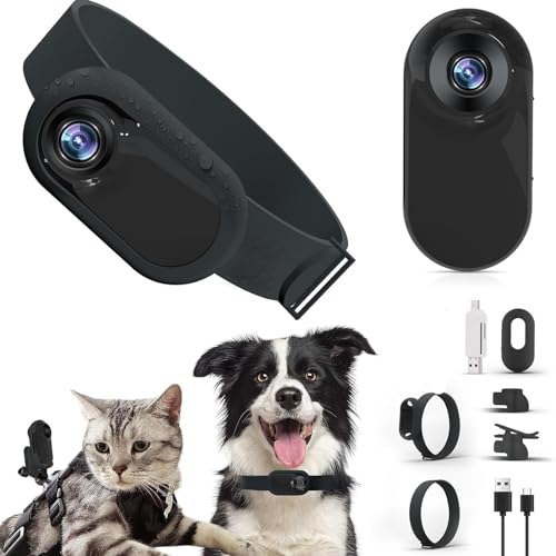 Haustier-Kamera-Halsband, HD 1080P Hunde- und Katzen-Tracker-Halsband, 170°-Weitwinkel-Körperkamera, Outdoor/Inoor-Haustierbedarf